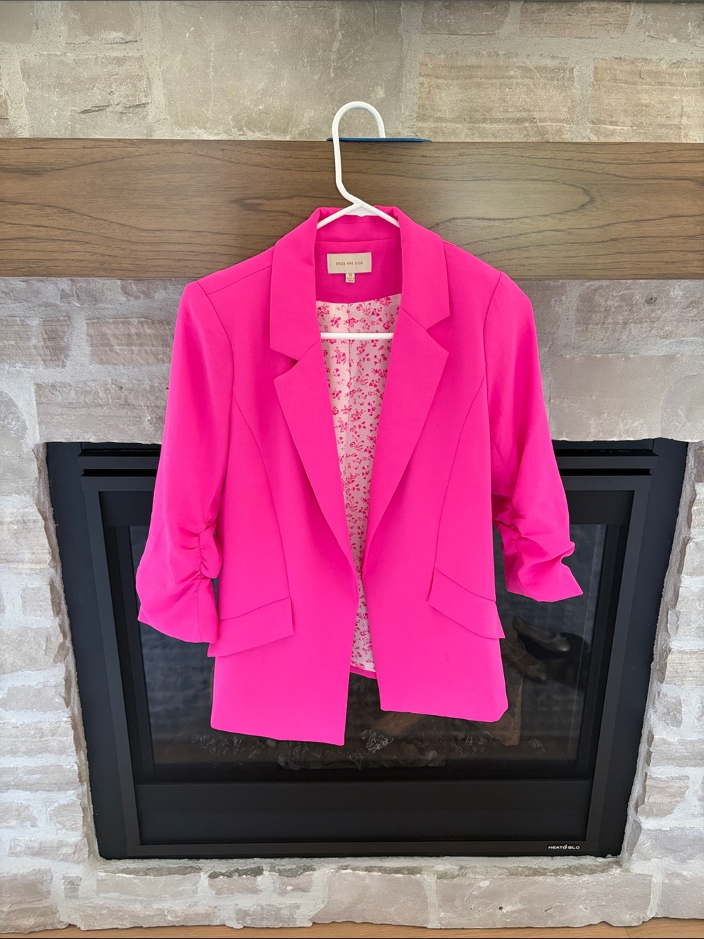 Skies Are Blue Fuchsia Women's Blazer with Floral Lining